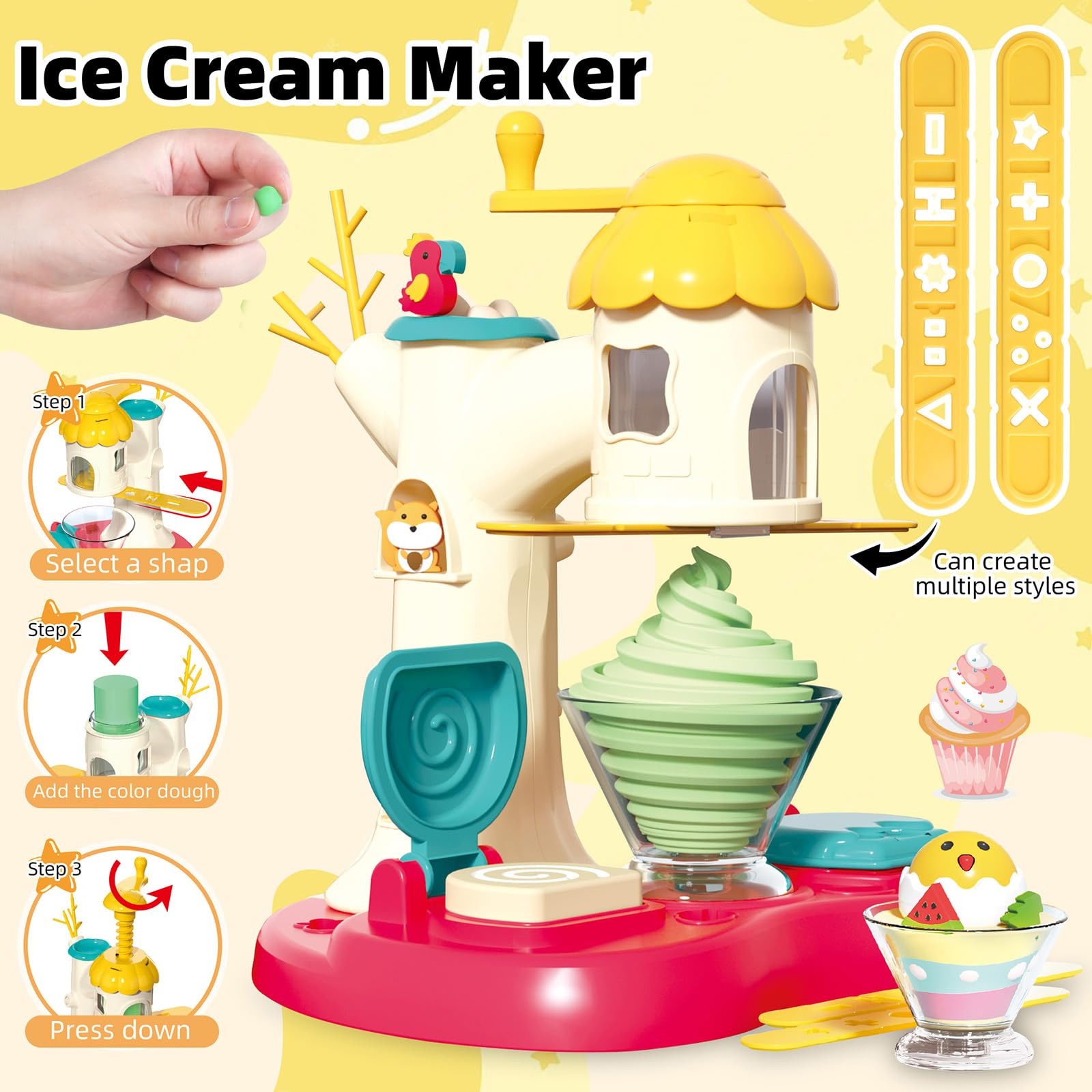 Kaelinda 77 Pcs Playdough Cake Maker with candles encourages imaginative play.