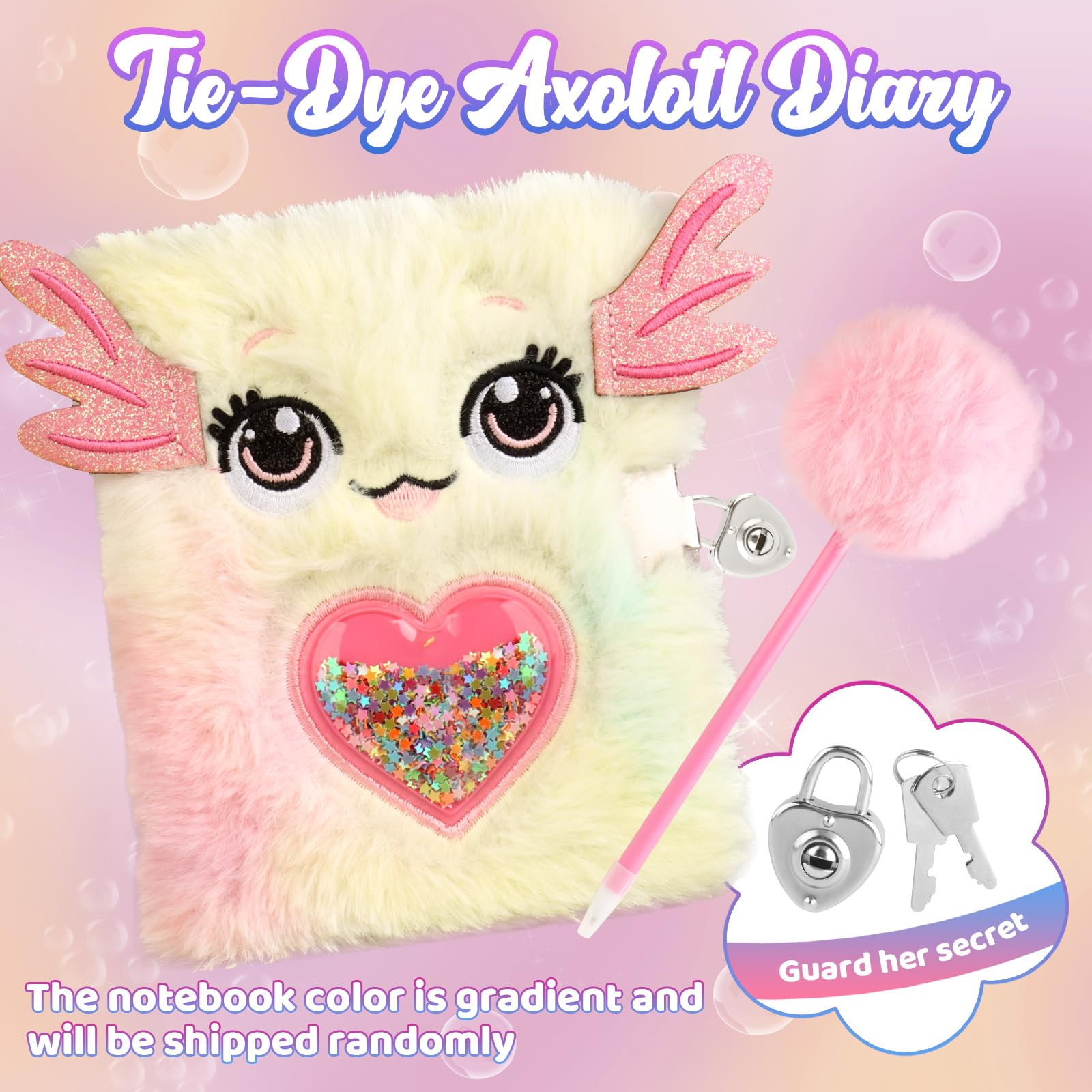 Kaelinda axolotl notebook with lock keeps secrets and notes secure