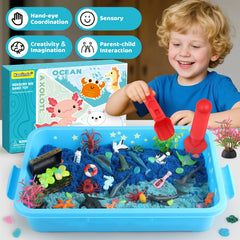 Kaelinda Ocean Sensory Bin doubles as a display piece after building