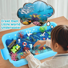 Kaelinda Ocean Sensory Bin glow stickers illuminate nighttime play for magical underwater scenes