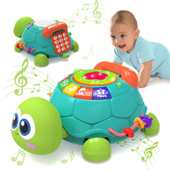 KaeoHye musical turtle toy with LED lights encourages tummy time exploration.