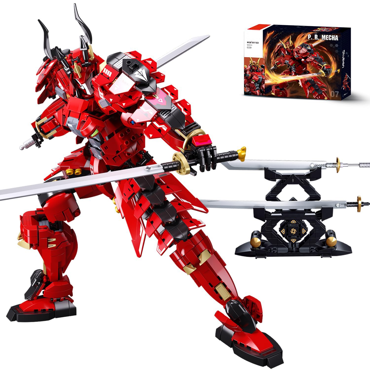 Kafei Samurai Mech with double swords for immersive action play and display.