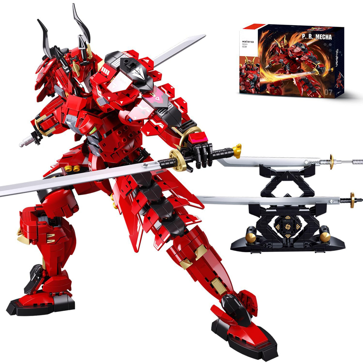 Kafei Samurai Mech with double swords for immersive action play and display.