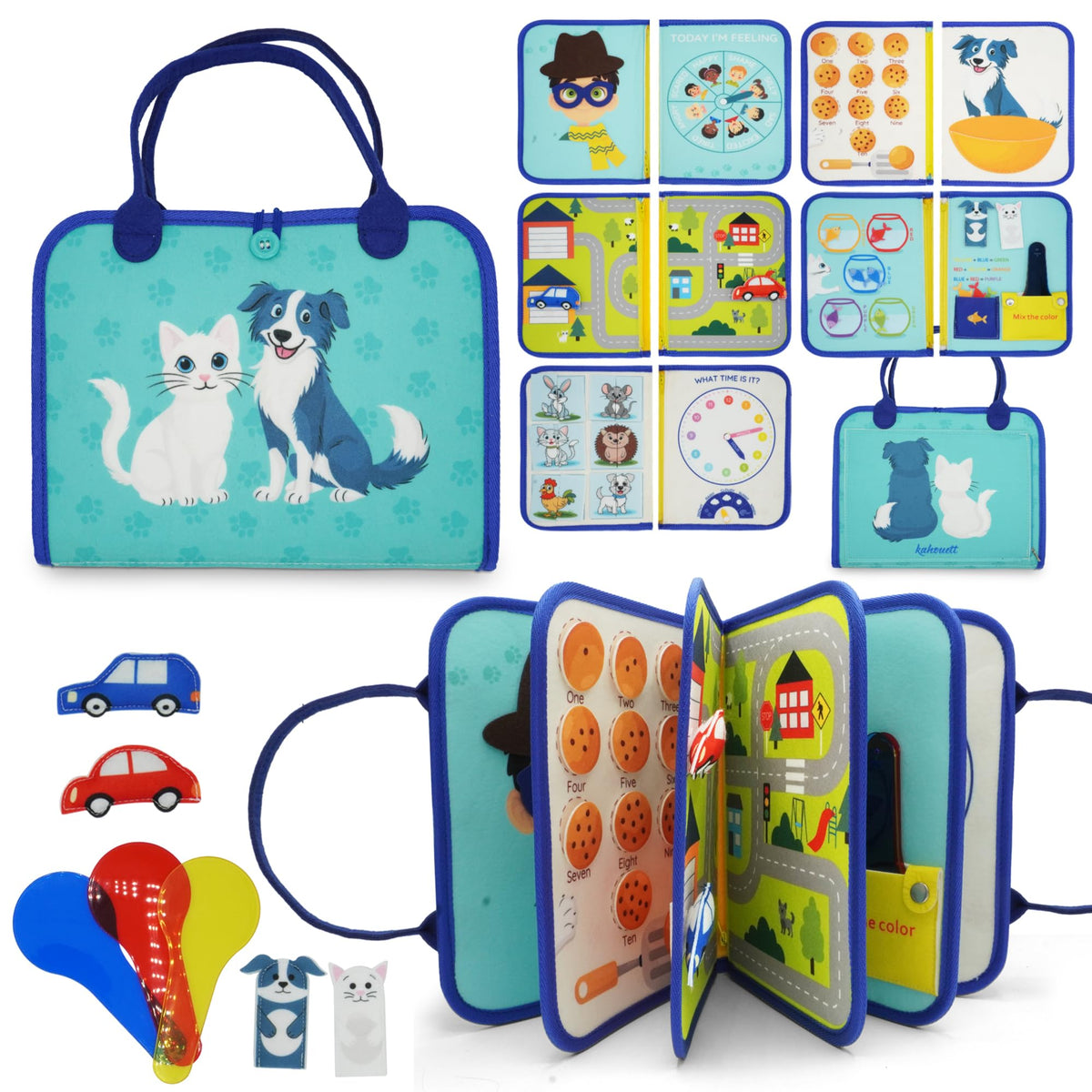 KAHOUETT Montessori Busy Board Book cover invites exploration and calm travel play