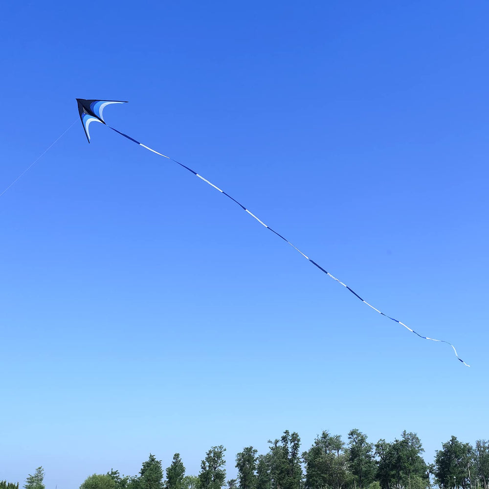 Kaiciuss handcrafted stitching supports the large delta kite blue