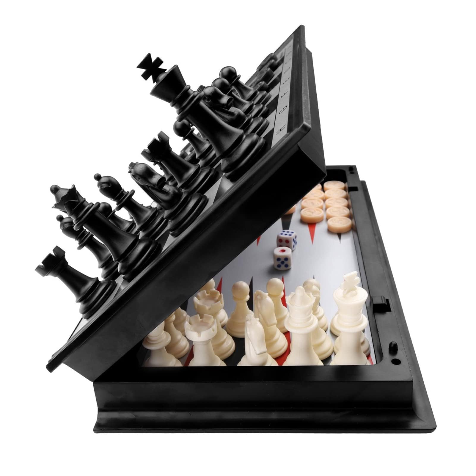 KAILE 13-inch magnetic travel chess board folded for compact portability.