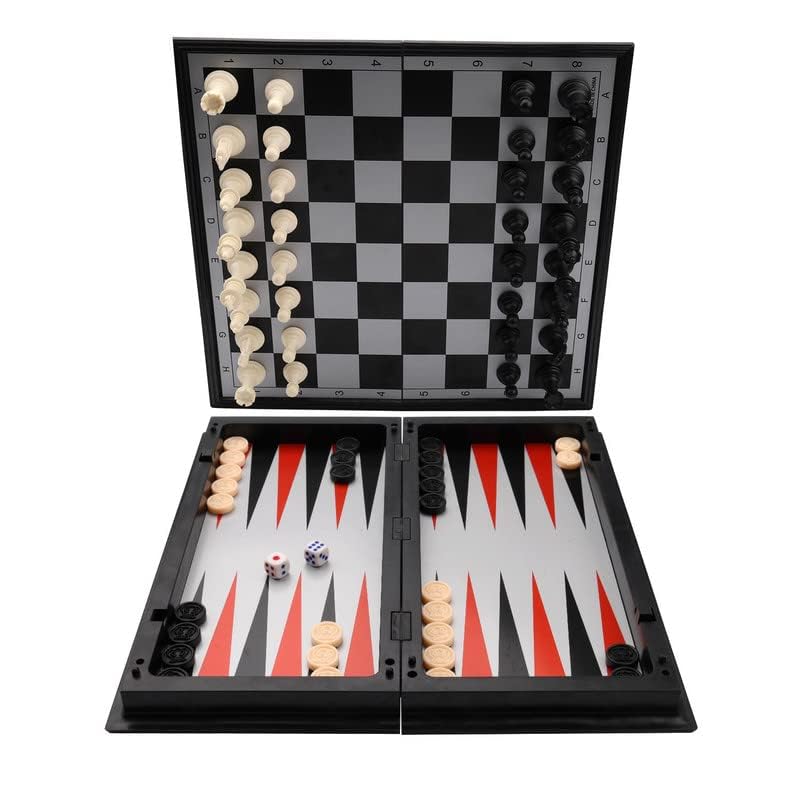 KAILE 13-inch magnetic travel chess three-in-one setup ready for games.