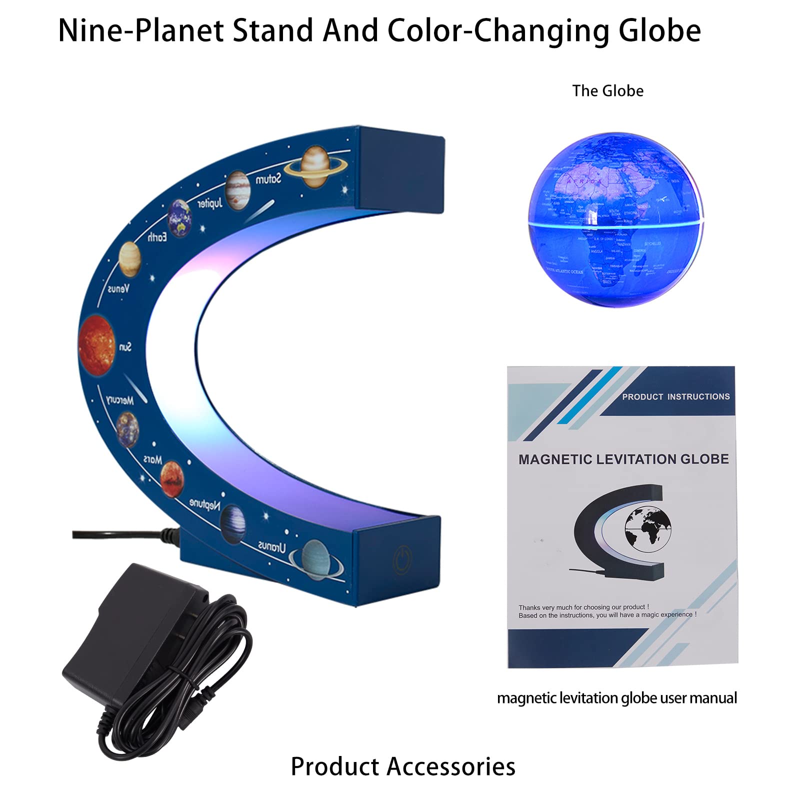 KAIMC levitating globe rotates for dynamic visual interest.