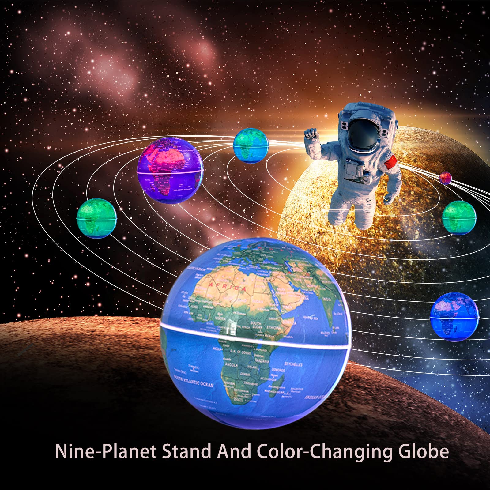 KAIMC solar system acrylic frame showing nine planets for learning.
