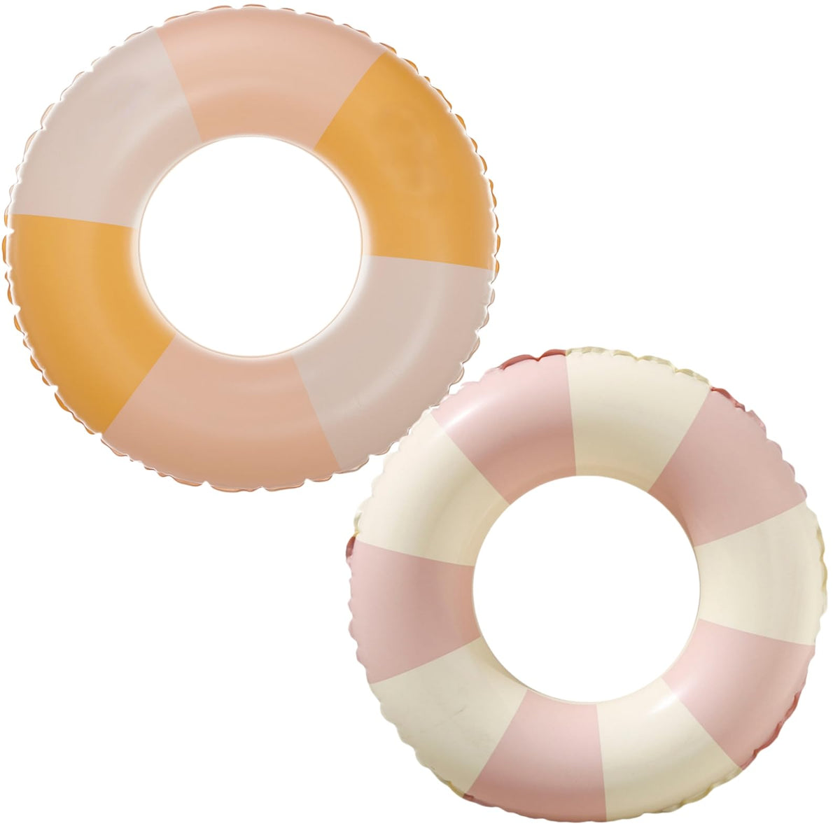 KAIMRED kids pool float ring pink-yellow with 10.5-inch inner, ideal for supervised pool fun.