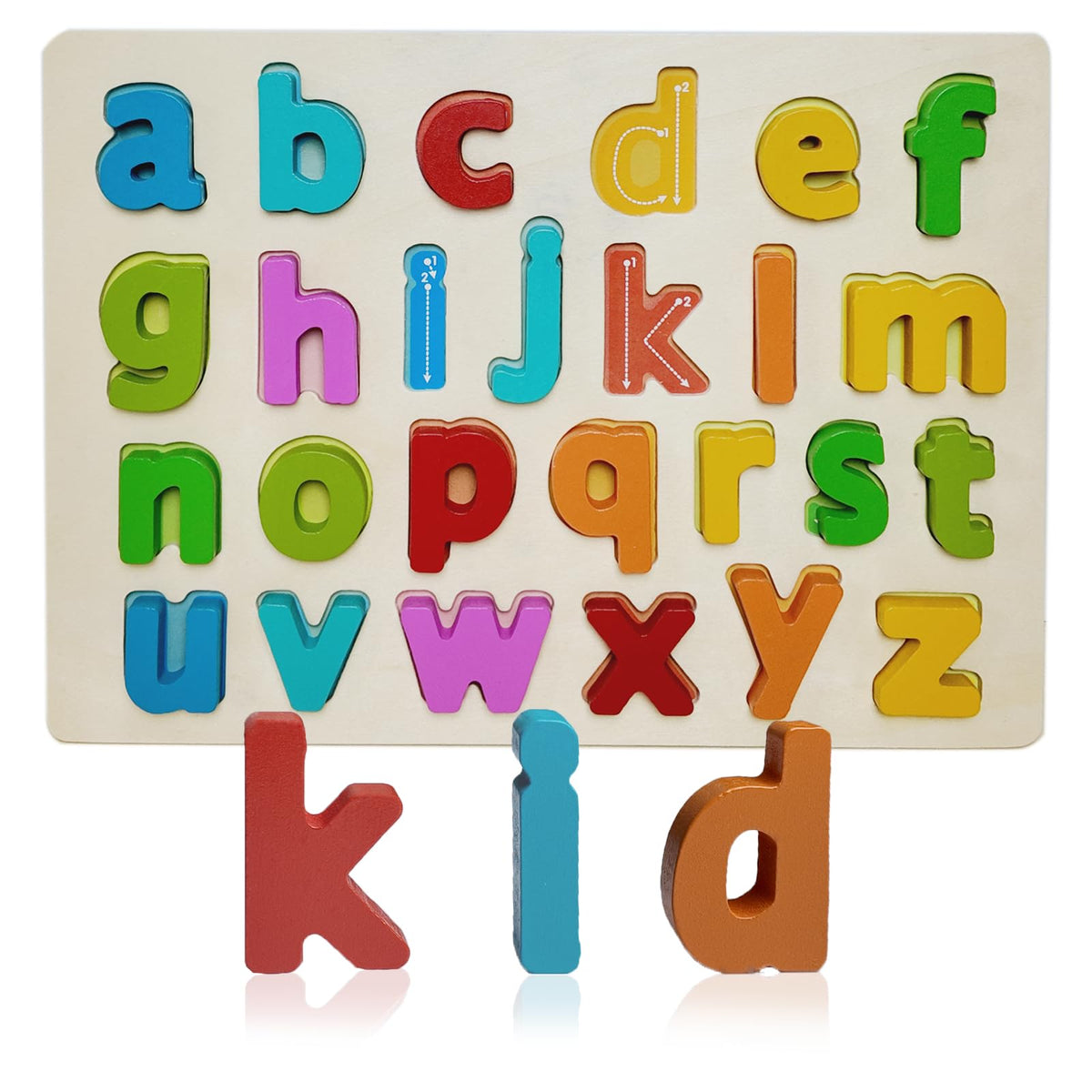 Kairsya Alphabet Puzzle board with lowercase letters supports early literacy exploration