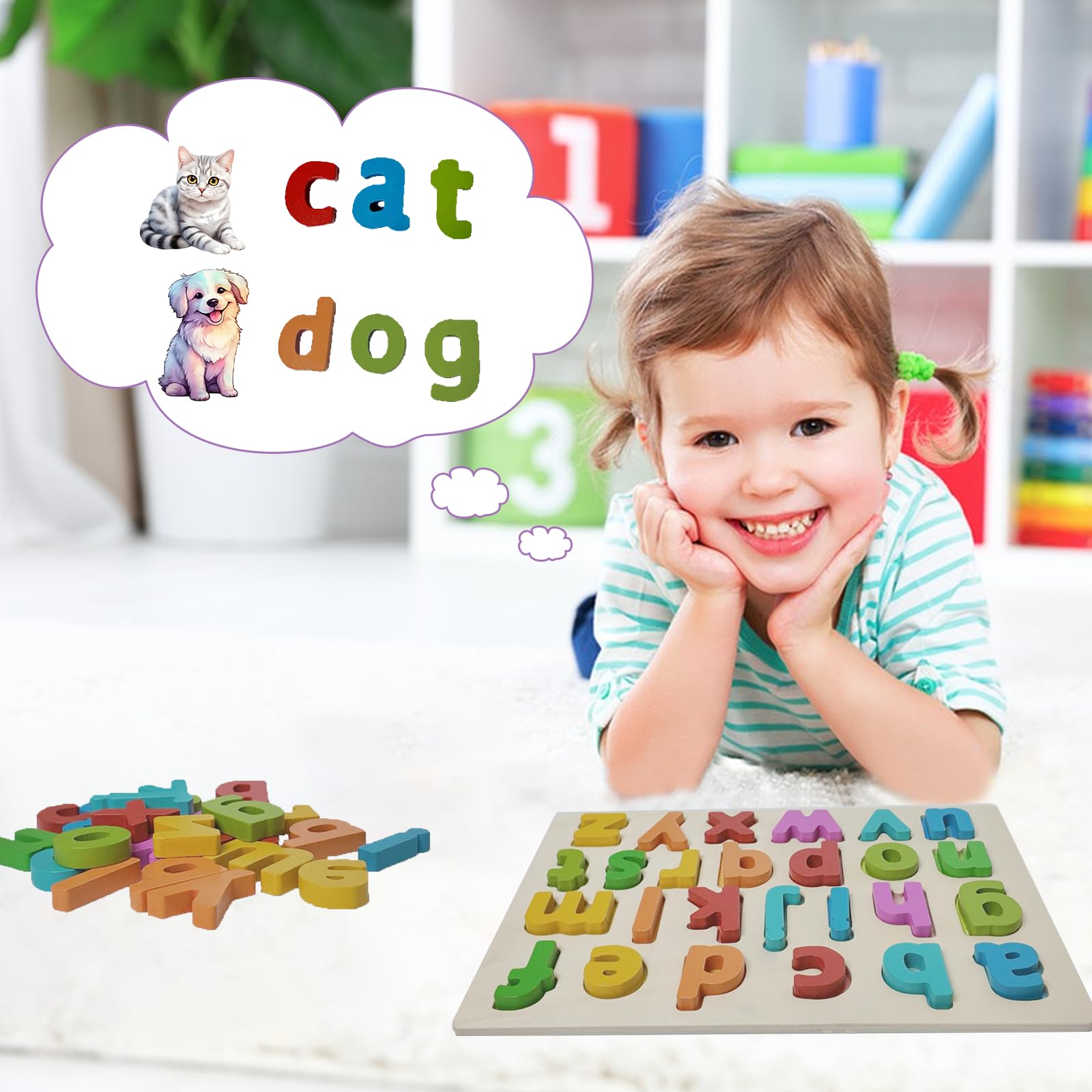 Kairsya lowercase blocks encourage hands-on letter recognition and sensory play