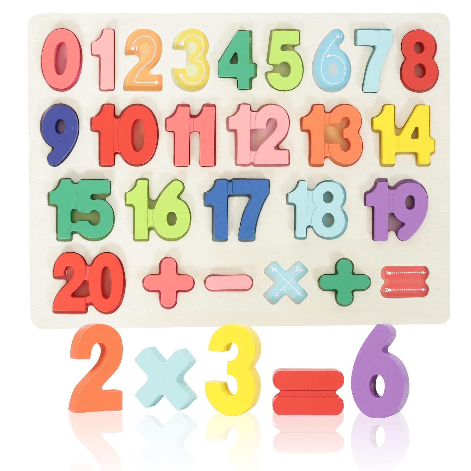 Kairsya Number Puzzle board wood close-up highlighting safe, durable design for early math exploration.
