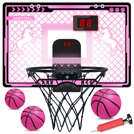 KAISASA unicorn-pattern pink backboard for imaginative play and easy target shooting.