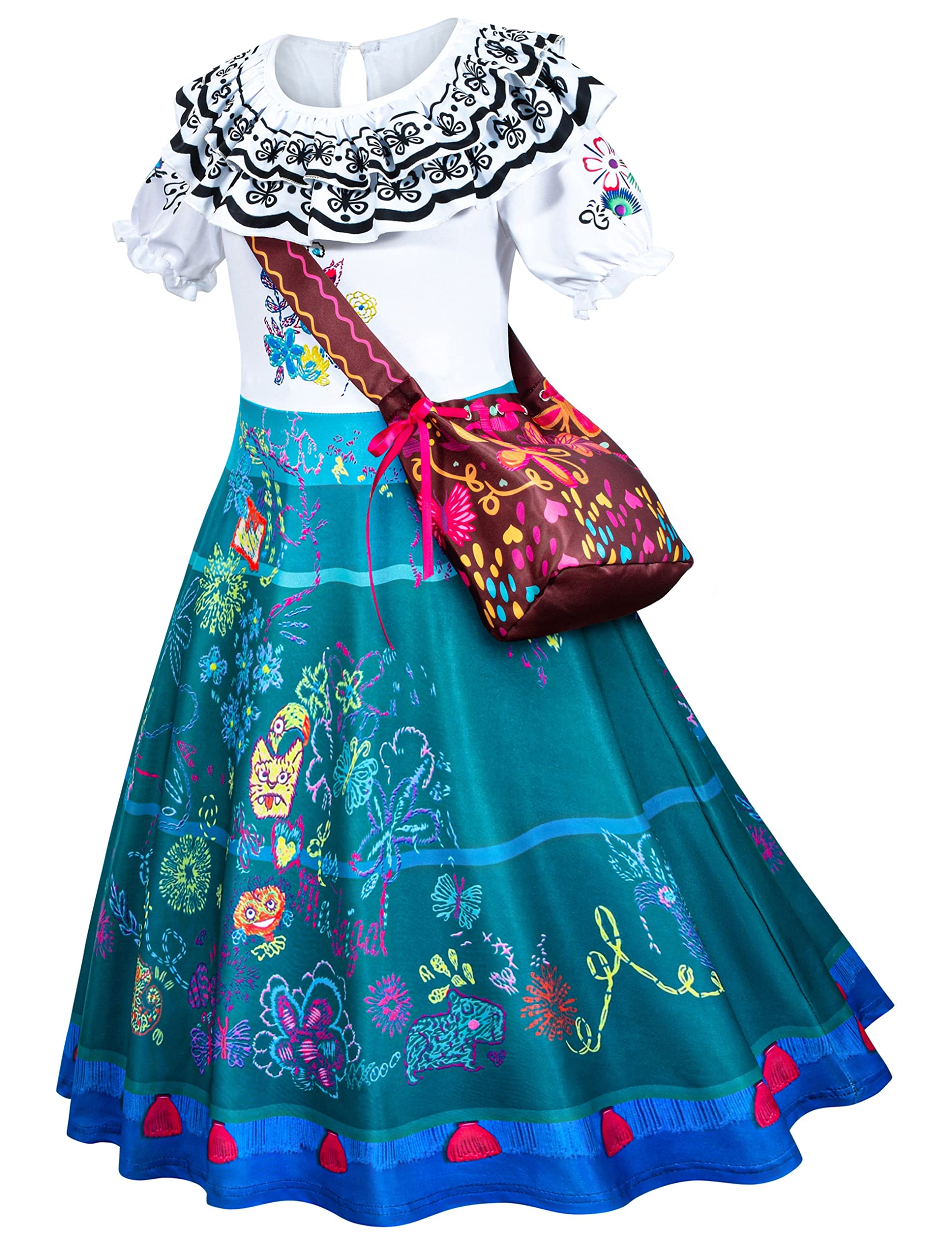 Kaisebile dress detail close-up, highlights fabric quality and print richness.