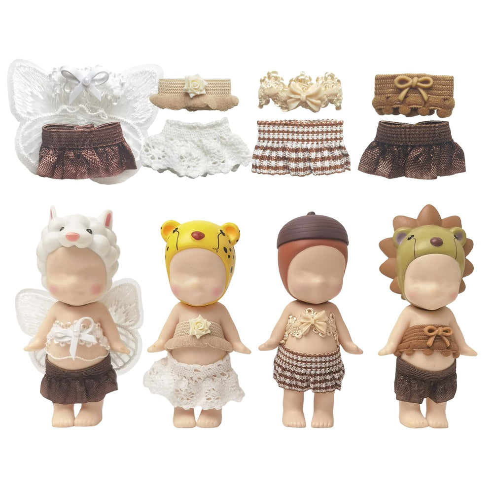 Kaitiaki Creamy Latte Charm outfits collection for 3-inch Sonny Angel dolls, ideal for shelf displays.