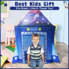Kaivee Rocket Ship Space Pop Up Tent during child play, indoor or outdoor.