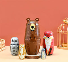 Kakeah nesting dolls with a brown cartoon fox for whimsy and collection value