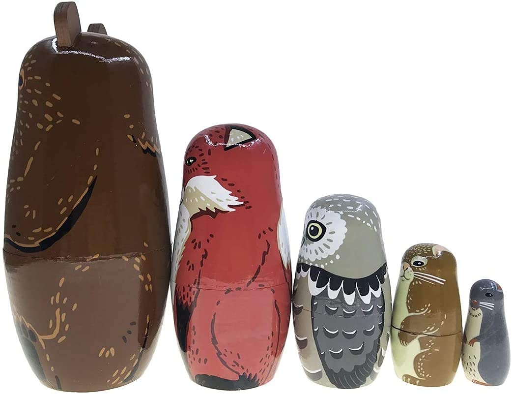 Kakeah wooden matryoshka 5-piece set for learning and gifting