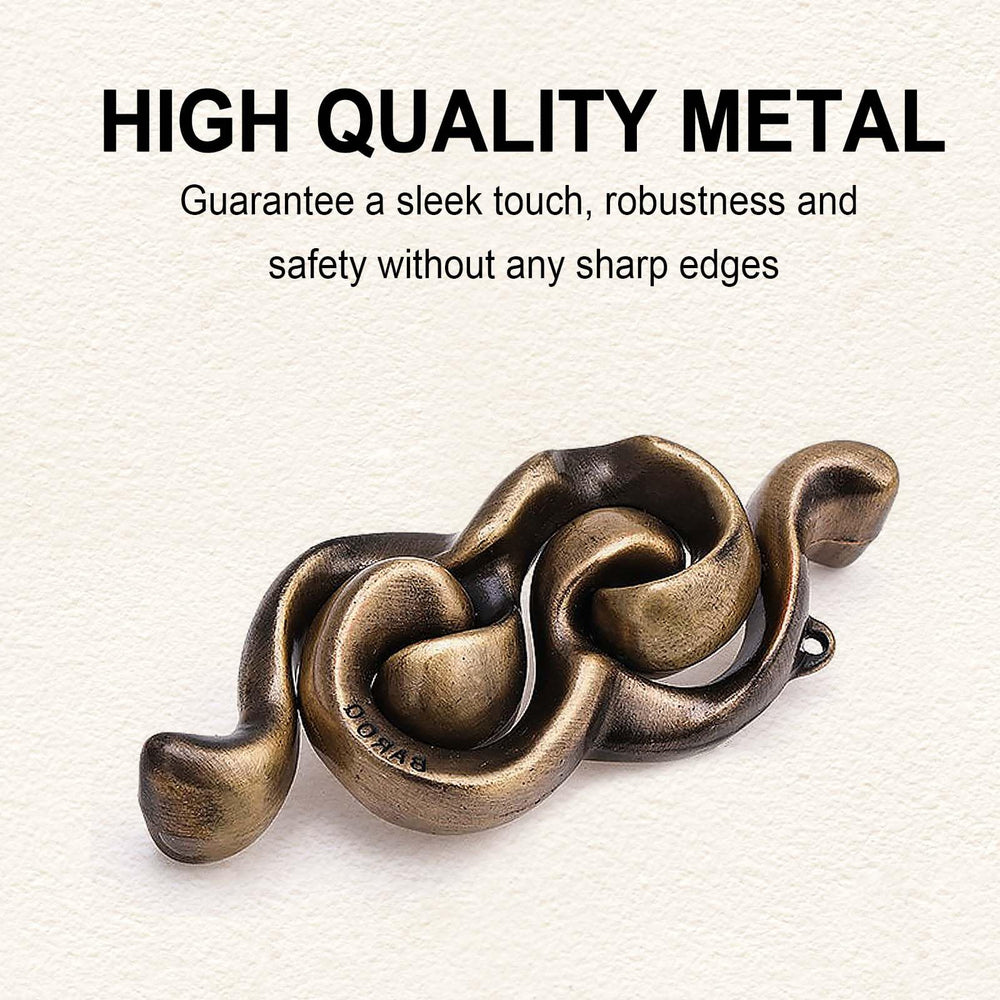 KaKeDuJa 6-piece metal brain teaser set assembled; sleek craftsmanship ideal for focus.