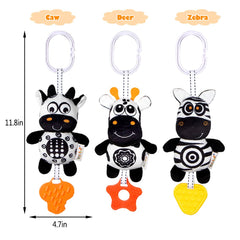 KAKIBLIN soft plush hanging toy for stroller, car seat, or crib exploration.