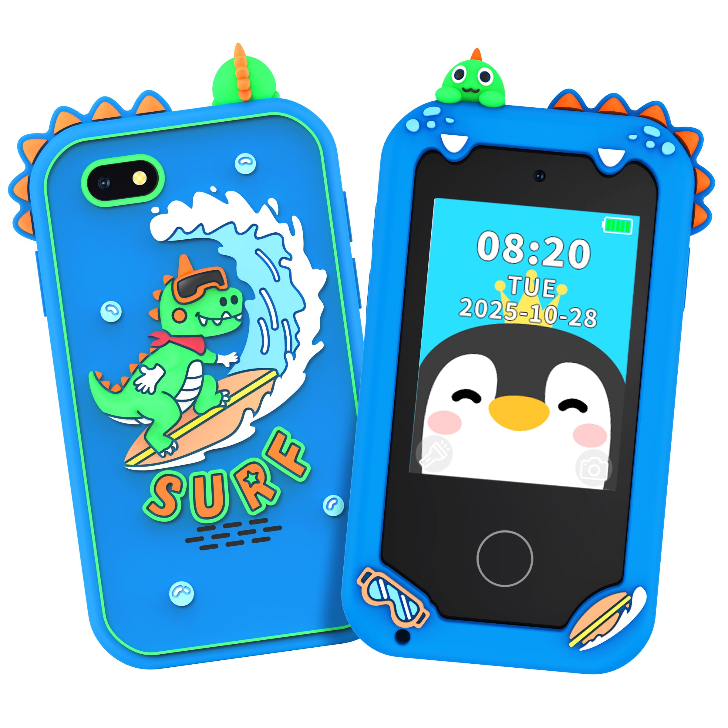 KAKTIN kids smart phone toy with dual cameras for fun selfies and videos.