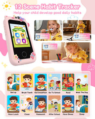 KAKTIN Kids Smart Phone Toy letters and landmarks display supports ABC learning.