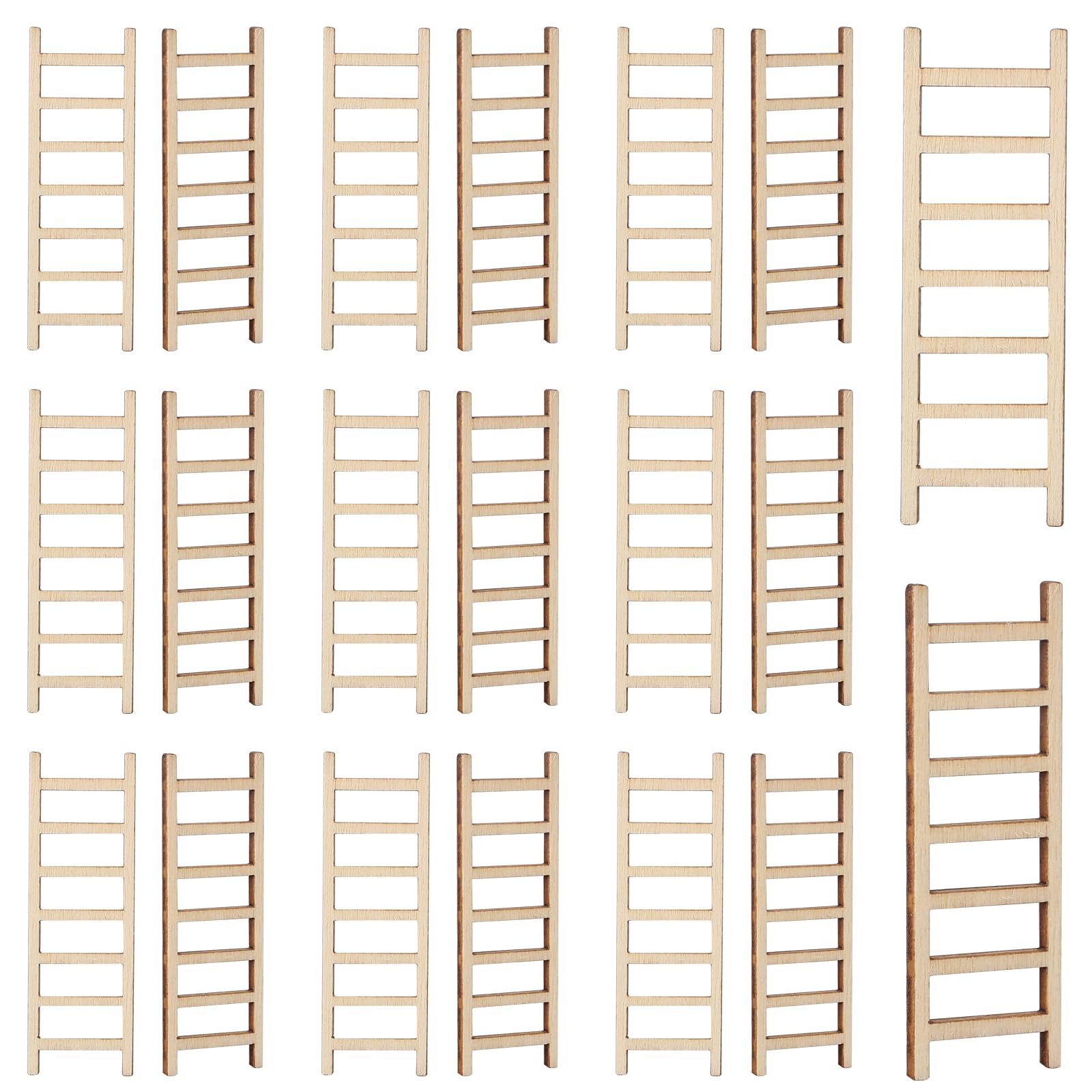 Kalione 20pc wooden mini garden ladder collection for dollhouses enhances realistic scenes