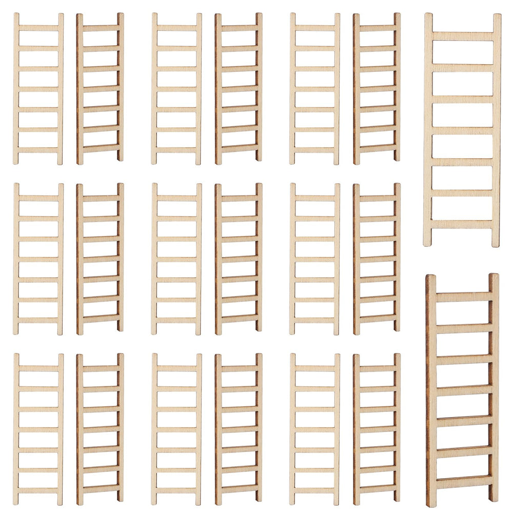 Kalione 20pc wooden mini garden ladder collection for dollhouses enhances realistic scenes