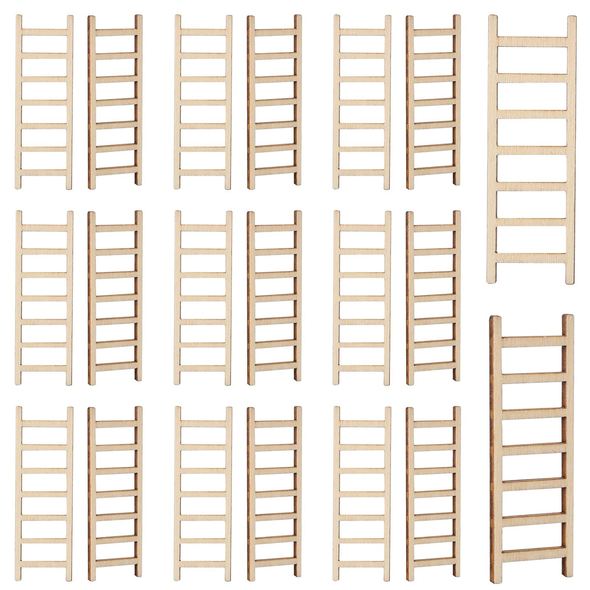 Kalione 20pc wooden mini garden ladder collection for dollhouses enhances realistic scenes