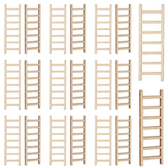 Kalione 20pc wooden mini garden ladder collection for dollhouses enhances realistic scenes