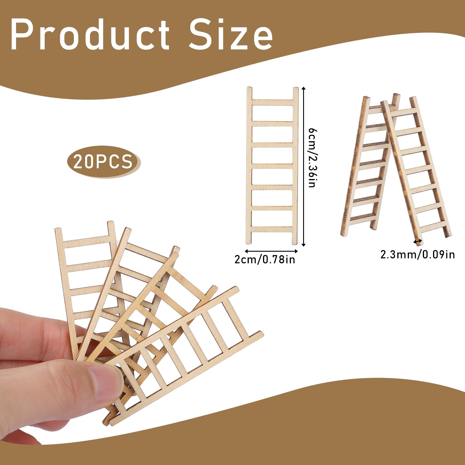 Kalione dollhouse ladder close-up highlights sturdy wooden construction