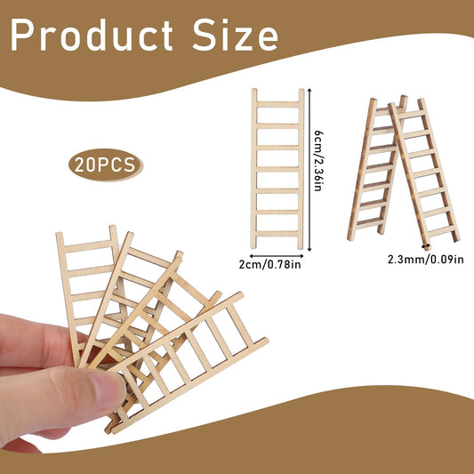 Kalione dollhouse ladder close-up highlights sturdy wooden construction
