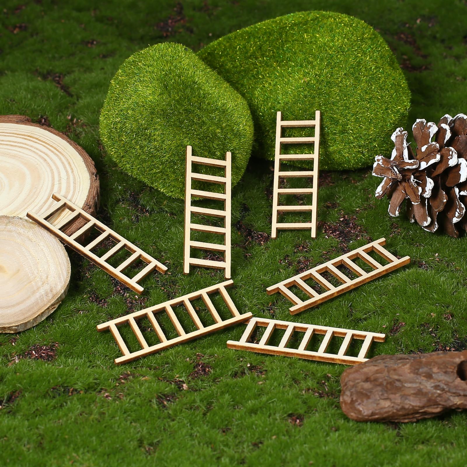 Kalione mini garden ladder in scene adds warm atmosphere to tiny landscapes