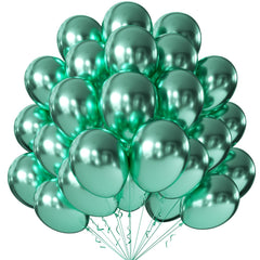 KALOR 10-inch metallic green balloons with a glossy finish for vibrant party decor.
