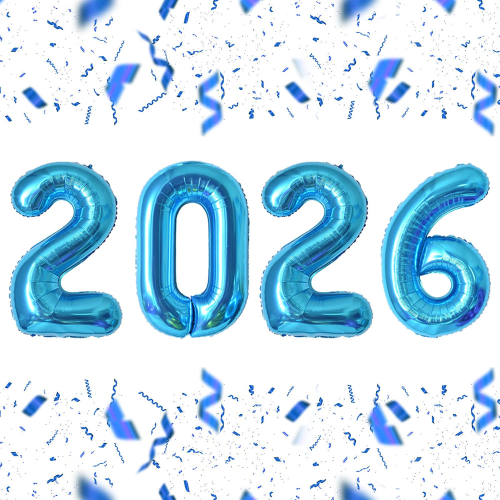 Kalor 32-inch blue foil 2026 balloon for a striking New Year photo backdrop