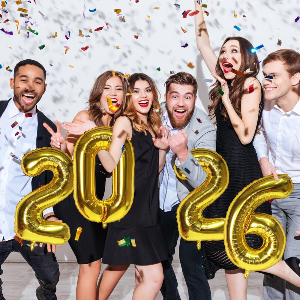 KALOR 2026 gold number balloons with ribbon for easy decor