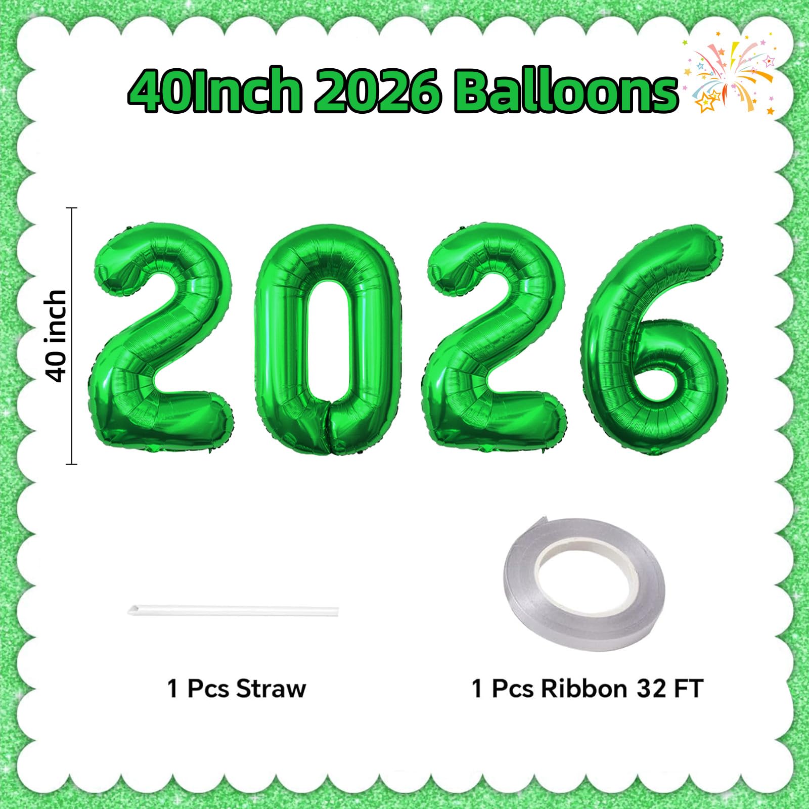 KALOR 2026 green foil balloons serve as a striking celebration centerpiece.