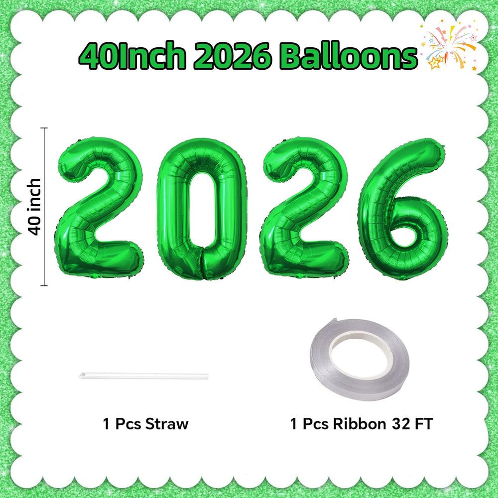 KALOR 2026 green foil balloons serve as a striking celebration centerpiece.