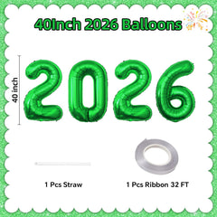 KALOR 2026 green foil balloons serve as a striking celebration centerpiece.