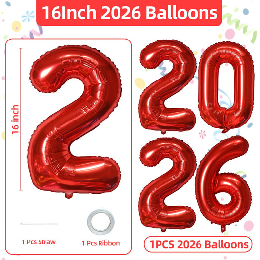 KALOR 2026 red foil balloons with ribbon offer quick party setup