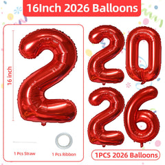 KALOR 2026 red foil balloons with ribbon offer quick party setup