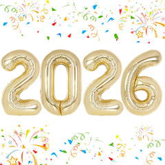 Kalor 2026 number balloons in light gold foil create a striking photo backdrop.