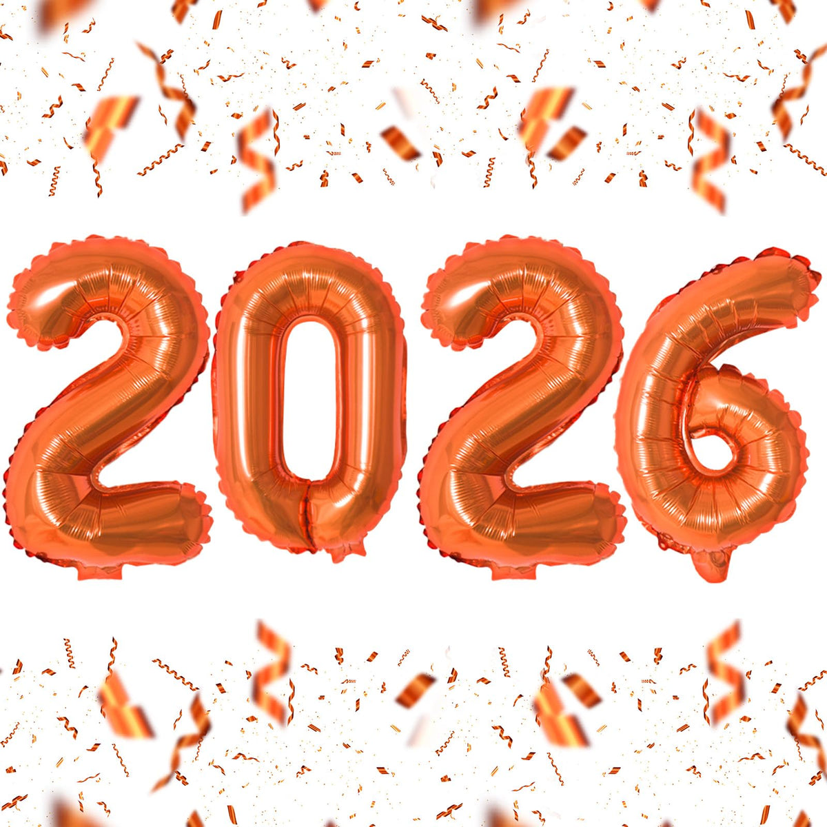 KALOR 2026 orange foil balloons create a bold New Year backdrop