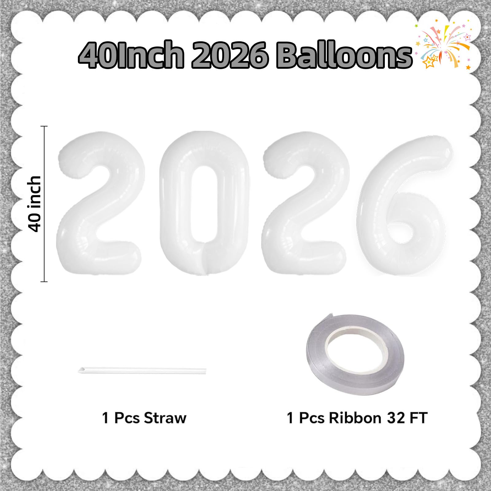 KALOR 42-inch 2026 balloons form a dramatic celebration centerpiece.