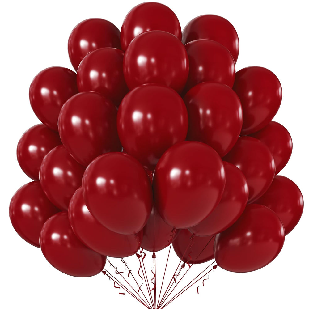 Kalor burgundy red 10-inch balloons for arches and garlands.