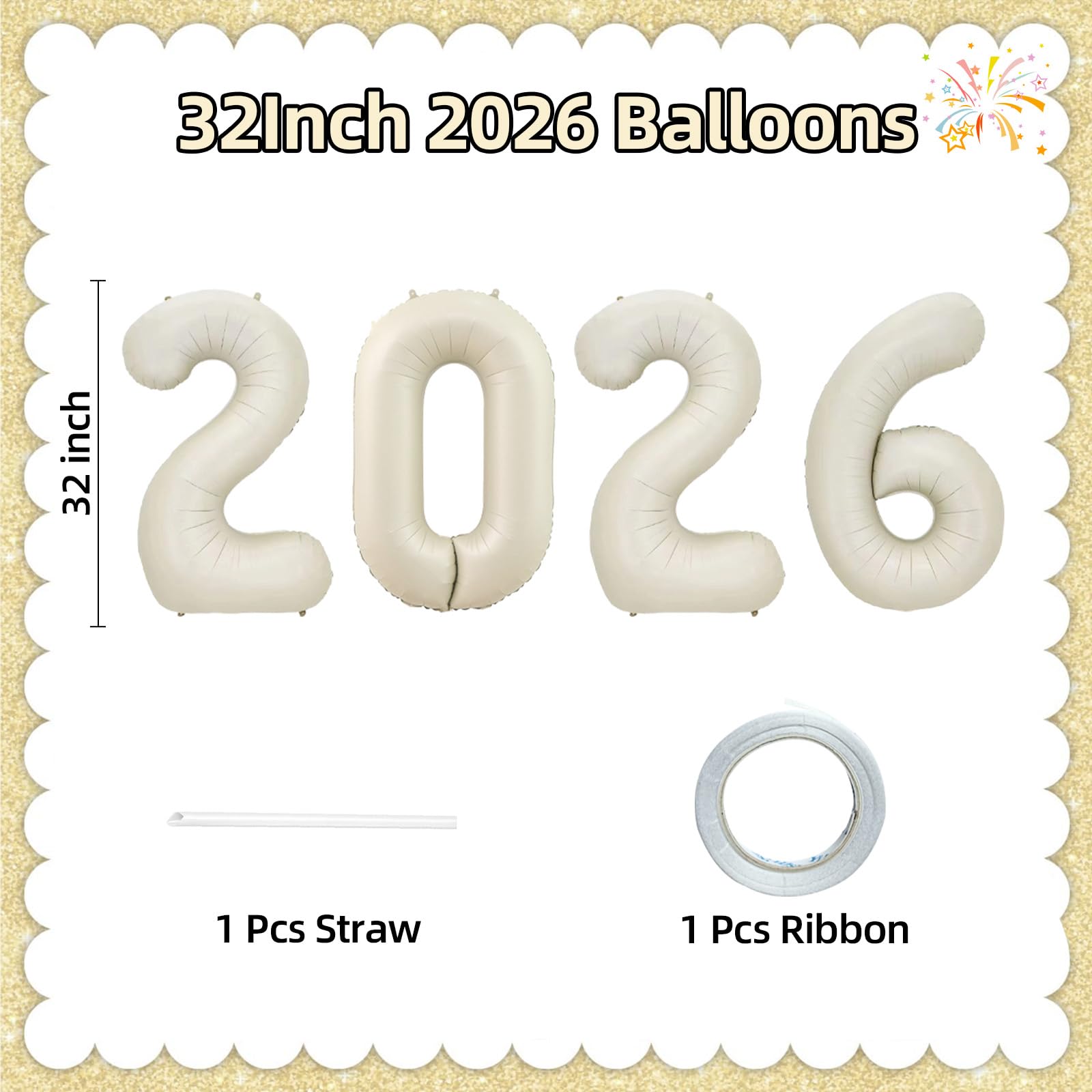 KALOR 2026 number balloons close-up highlights metallic shine for vibrant photos.