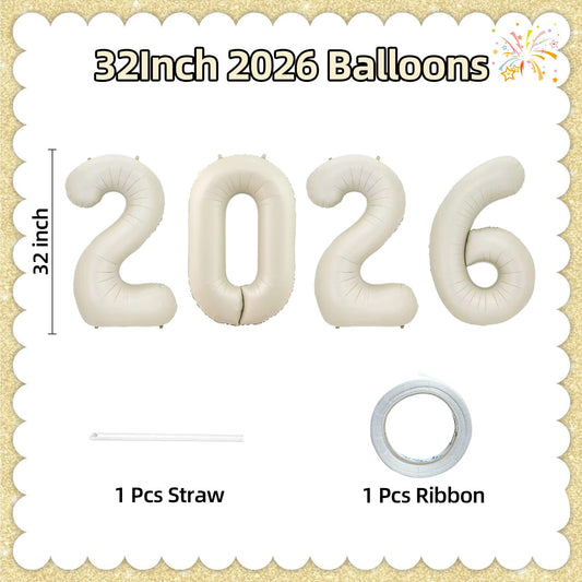 KALOR 2026 number balloons close-up highlights metallic shine for vibrant photos.