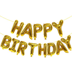 KALOR Gold Happy Birthday Banner 16-inch balloons, ready to decorate a festive backdrop