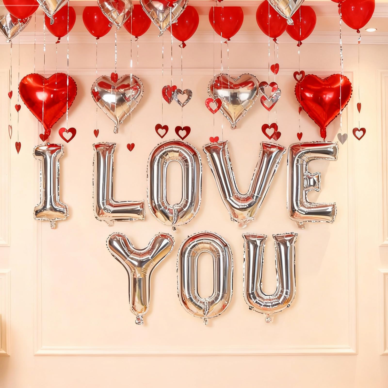 KALOR I Love You balloon's vibrant silver design enhances romantic moments